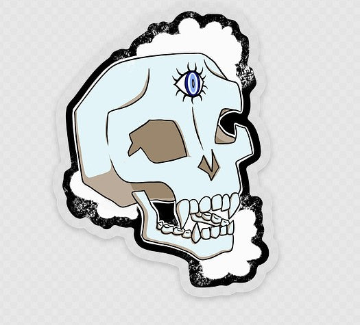RSD- Evil Eye Vampire Skull 2.28′′ × 3′′ Clear Sticker