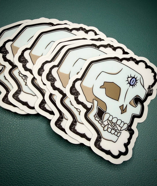 RSD- Evil Eye Vampire Skull 2.28′′ × 3′′ Clear Sticker
